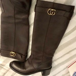Brown Gucci Leather Riding Boots